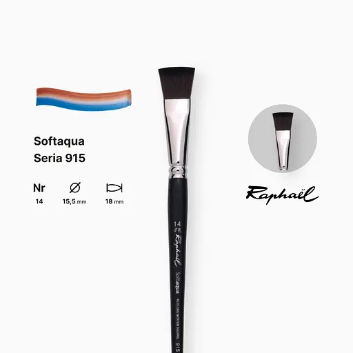 Кисть синтетика плоская Raphael Softaqua, №14, профессиональная, короткая ручка - фото 2