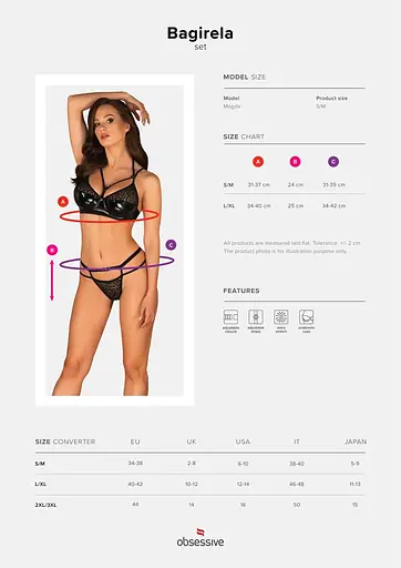 Еротичний комплект під латекс із стрепами Obsessive Bagirela 2-pcs Set S/M - фото 7