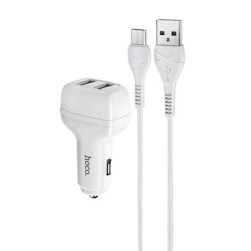 Автомобильное зарядное устройство HOCO Z36 Leader 2USB/2,4A + Cable Micro черный 4+1 - фото 3
