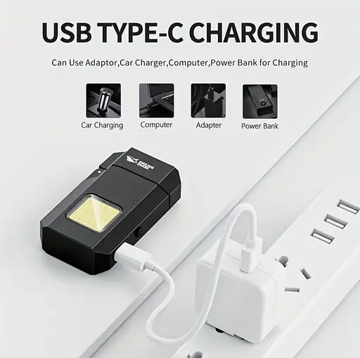 Перезаряджуваний ліхтарик-запальничка SMILING SHARK TIP-137 COB, надяскравий, з зарядкою Type-C, кишеньковий - фото 5