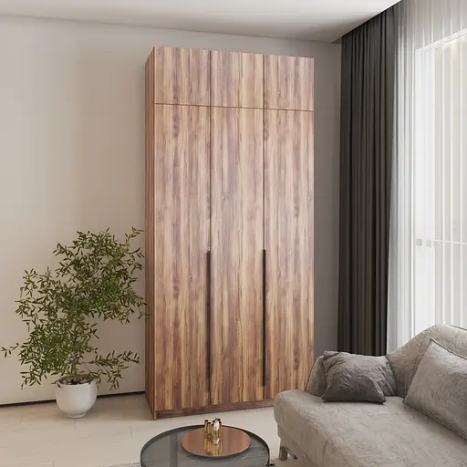 Шафа 3-дверна з антресоллю MebelStar Оскар ДСП BL-B, комплект полиць 120x52x260 см Дуб бурштиновий (MBS-4893) - фото 1