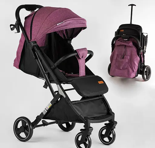 Прогулянкова дитяча коляска Joy Comfort L-30201 (фіолетова) зі сталевою рамою, футкавером та підсклянником - фото 6