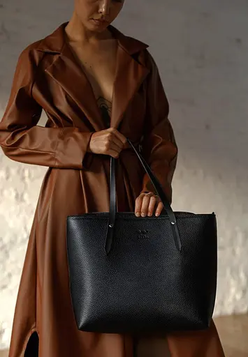 Шкіряний шоппер Walker Mini чорний флотар - фото 3