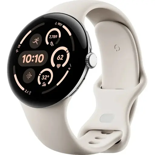 Smart Watch Google Pixel Watch 3 45mm Wi-Fi Polished Silver/Porcelain Band Global version - фото 1