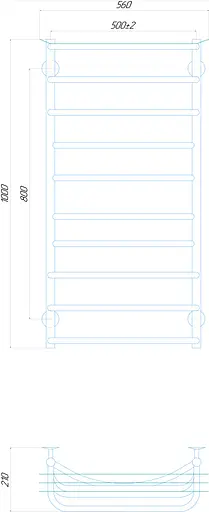 Электрический полотенцесушитель Unio Zp EL 1000-500-10 Зета с полкой, Хром, Левое, Механический - фото 2