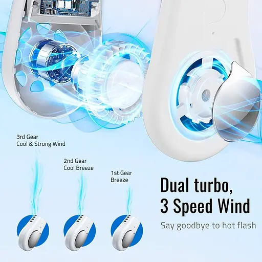 Портативный шейный вентилятор Type-C USB перезаряжается - фото 5