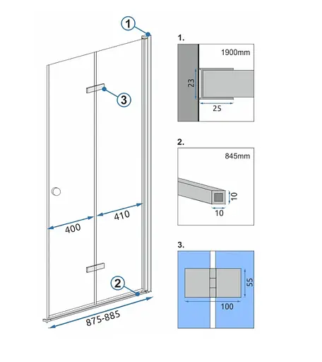 Душевые двери (модуль) Rea Fold N2 90 REA-K7442 - фото 2