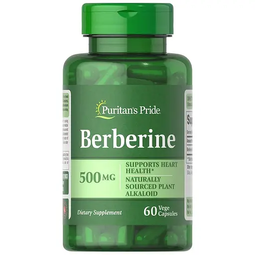 Берберин гидрохлорид Puritan's Pride Berberine 500 mg, 60 капсул для поддержания здоровья сердца - фото 1