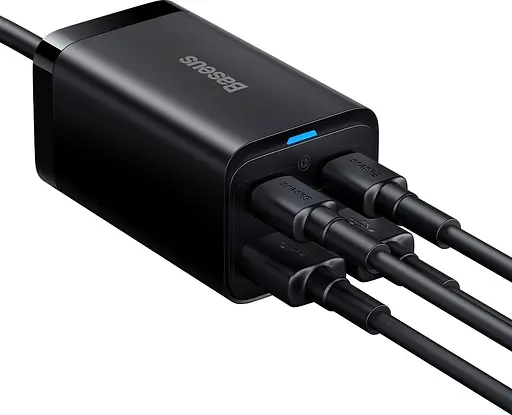 Мережевий зарядний пристрій Baseus GaN3 Pro Desktop Fast Charger 2C+2U 65W + Cable USB-C to USB-C Black (CCGP040101) [80903] - фото 4