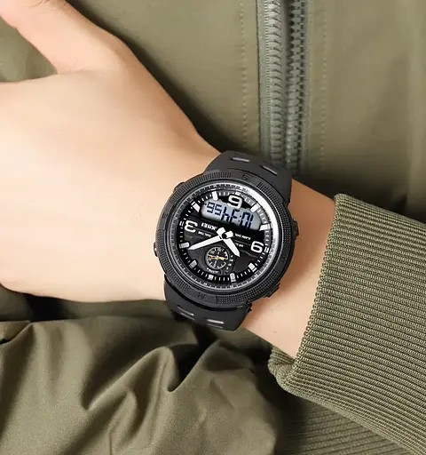 Мужские спортивные часы Skmei 1655 (Черные с белым табло) - фото 5