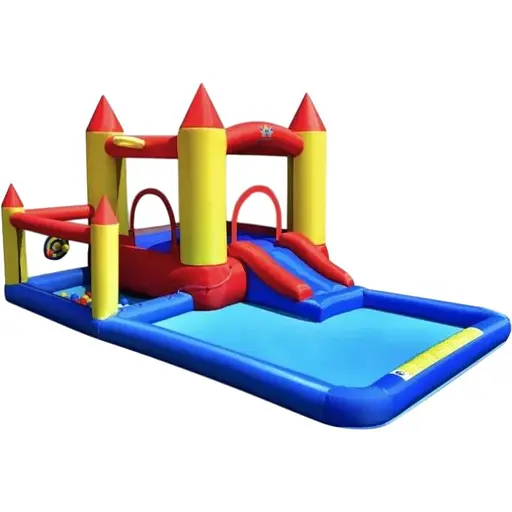 Надувной водный центр Costway Happyland с горкой 400см с вентилятором