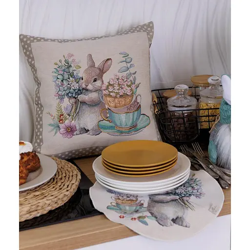 Подушка Прованс Очарование Зайчонок гобелен 45х45 см (44286) - фото 4