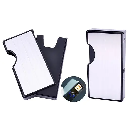 Портсигар на 10 сигарет із запальничкою FOCUS HL-154 Silver (10837) - фото 3