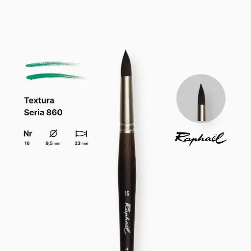 Кисть синтетика круглая Raphael Textura, №16, профессиональная, длинная ручка - фото 2
