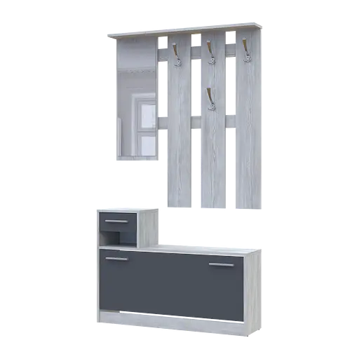 Прихожая Doros Alice Сосна Натти/Графит 1 зеркало 100х25х182.9 (44900365)