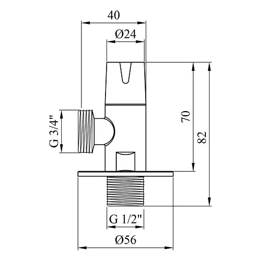 Кран приладовий Kroner KRP Eckventil C302 1/2"х3/4" ЗЗ (CV027382) - фото 3