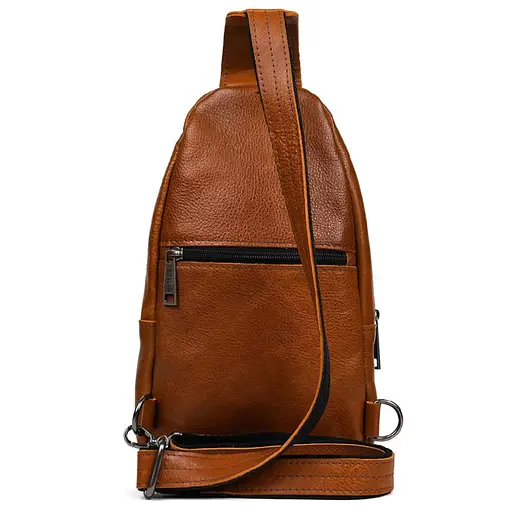 Мужской рюкзак слинг кожаный коньяк TARWA 27х18х5 см sum0028244 - фото 5