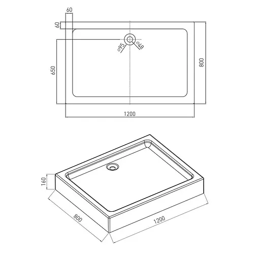 Душовий піддон Volle Nemo 120x80 10-22-171tray - фото 2