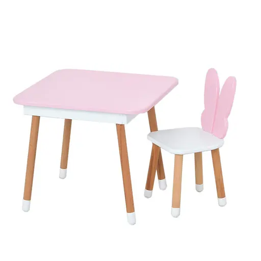 Столик зі стільцем "Метелик" 05-025R-BOX з ящиком, рожево-білий - фото 2