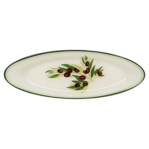 Блюдо Viva Olive овальне 30 см біле/оливковий(BT0012)
