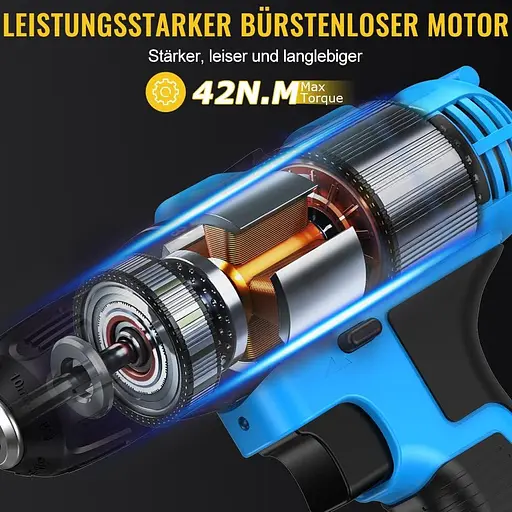 Набір акумуляторних шуруповертів Conentool 21 В, акумуляторна дриль з 2 батареями 2000 мАг, максимальний ударний дриль 42 Нм - фото 2