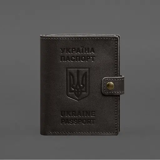 Кожаная обложка-портмоне на паспорт с гербом Украины 25.1 темно-коричневая - фото 8