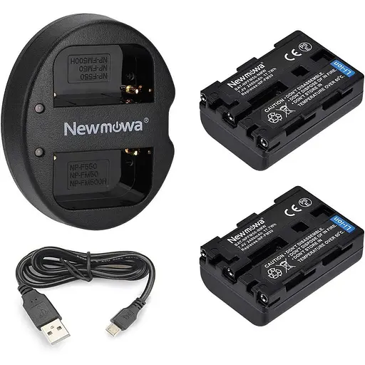 Запасная батарея Newmowa NP-FM50 (2 шт.) и портативное зарядное устройство для Sony NP-FM50 DSC-R1 DSC-F828 DSC-F717 DSC-F707