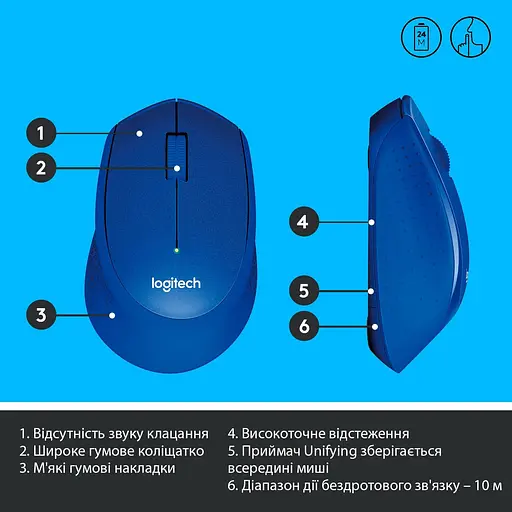 Беспроводная мышь Logitech M330 Silent Plus Blue (910-004910) - фото 6