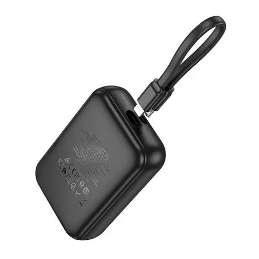 Внешний аккумулятор Hoco q33 10000 mAh PD 20 W моб батарея со встроенным кабелем Type-C черная - фото 4