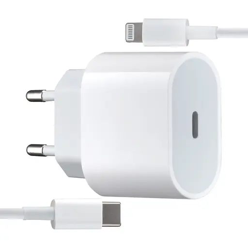 Сетевое зарядное устройство Apple 25W USB-C Power Adapter With Cable Type-C to Lightning High c0py Белый - фото 1