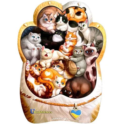 Дерев'яний пазл-вкладиш Котики-муркотики Ubumblebees (ПСФ133) PSF133      - фото 1
