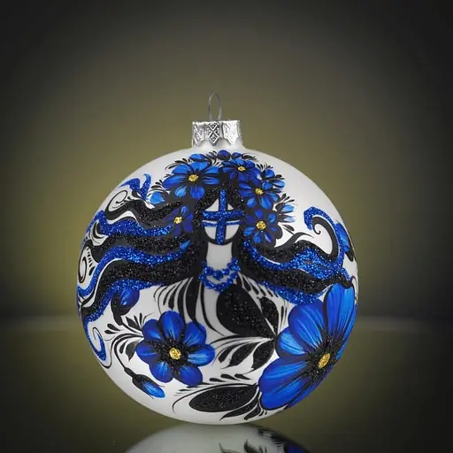 Набір ялинкових прикрас Різдвяні історії Петриківка Мотанка синя скло (4820001180602) - фото 2