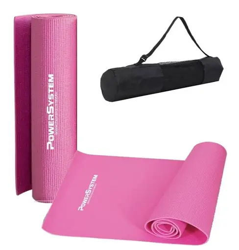 Коврик для йоги и фитнеса Power System PS-4014 PVC Fitness Yoga Mat Pink (173x61x0.6) (PS-4014_Pink) - фото 1