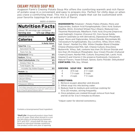 Картофельный крем-суп сублимированный Augason Farms с большим сроком годности 25 лет 36 порций - фото 4