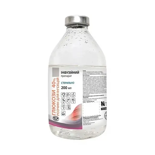 Ветеринарный препарат Укрзооветпромснаб Глюкоза 40% 200 мл