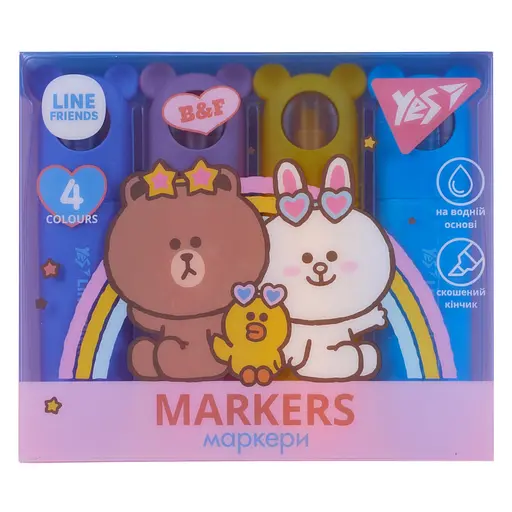 Маркер текстовий Yes Line Friends в наборі 4 шт. (391105)