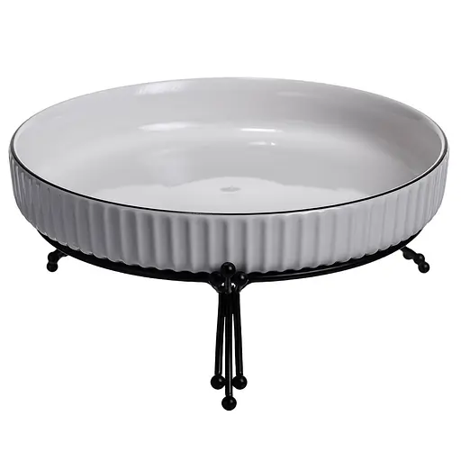 Фруктовница фарфоровая Yiwu на металлической подставке 25 см черный LB-1572B