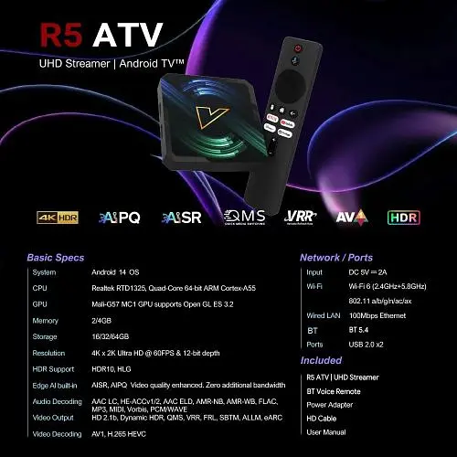 Смарт-ТВ-приставка Android SmartTV Box Vontar R5 4/32 - фото 3