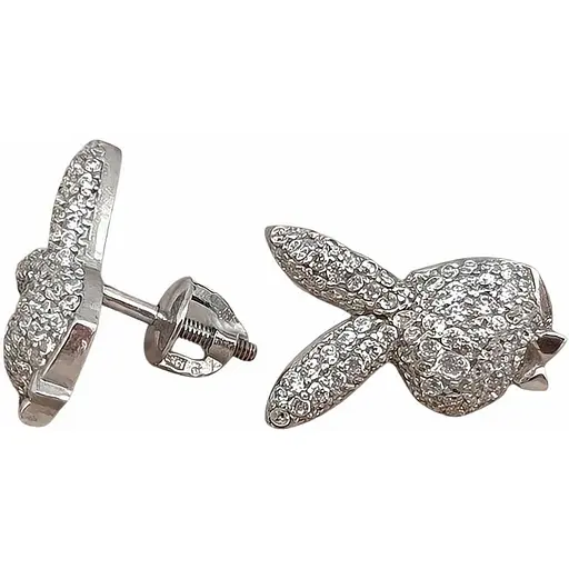 Серебряные серьги-пуссеты ПЛЕЙБОЙ. 2468/9Р-CZ - фото 1