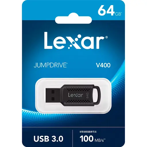 USB флеш накопичувач Lexar 64GB JumpDrive V400 Black USB 3.0 (LJDV400064G-BNBNG) - фото 4