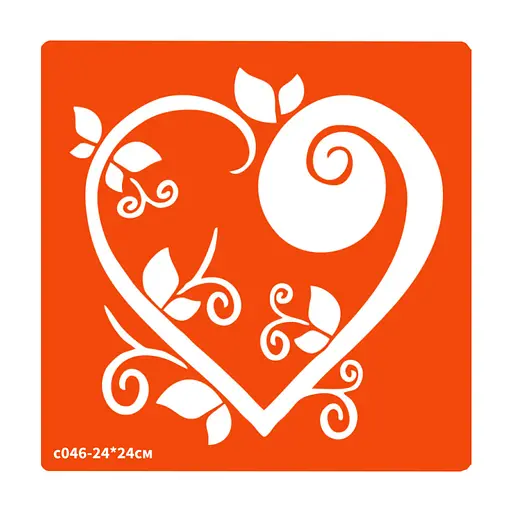 Трафарет для био-тату Сердечко Fresh Tattoo c046-24*24см, размер 24х24см - фото 1