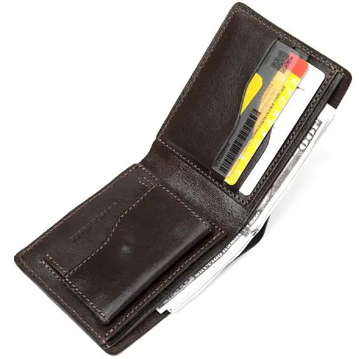 Чоловічий шкіряний гаманець Grande Pelle 11.5х9х1 см acs0029238 - фото 4