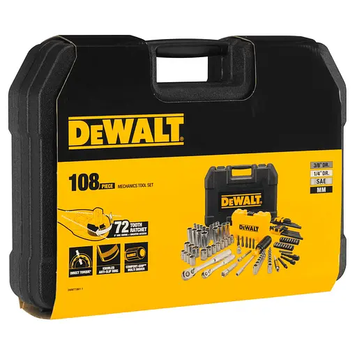 Набор головок, бит, шестигранных ключей DeWALT, 1/4" и 3/8" 108 предметов (DWMT73801-1) - фото 2