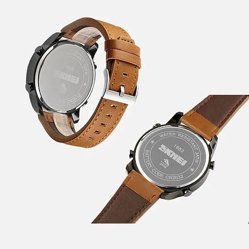 Чоловічий спортивний годинник Skmei 1653 (Коричневі з сріблястим) - фото 4