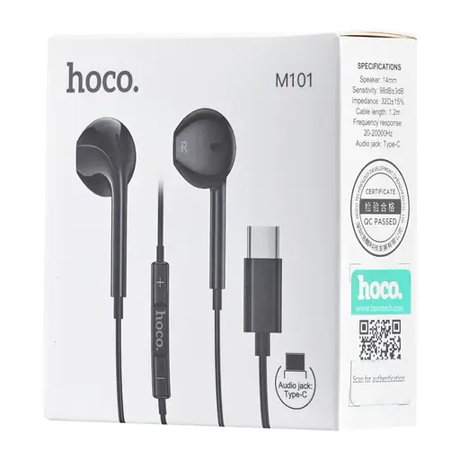 Навушники Hoco M101 Crystal joy Type-C wire-controlled digital earphones with microphone чорні - фото 2