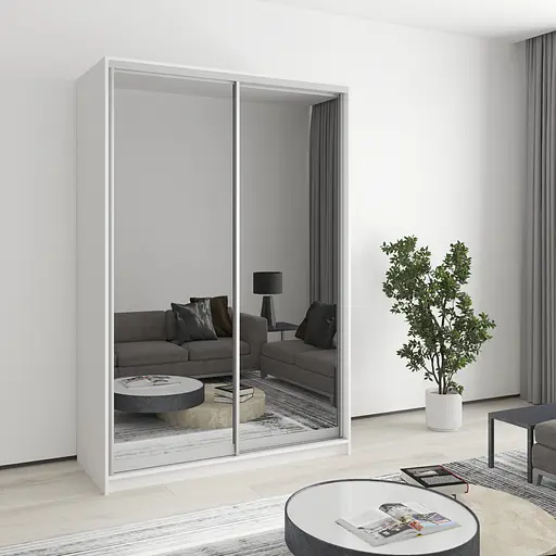 Шафа-купе дводверна MebelStar Стандарт AL 2 Дзеркала 140x60x210 см Аляска білий (MBS-2517)