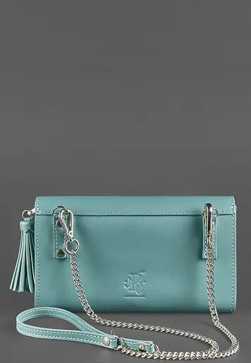 Шкіряна жіноча сумка Еліс бірюзова - фото 4