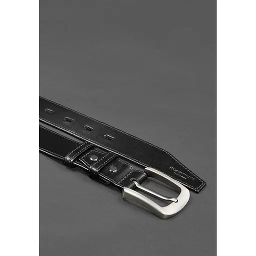 Кожаный ремень BlankNot 40 мм черный с серой нитью - фото 5