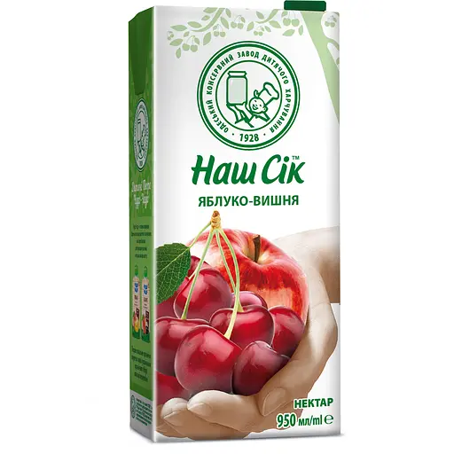 Нектар Наш Сік яблучно-вишневий 0.95 л - фото 1