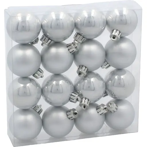 Комплект елочных шариков Chomik пластиковые 4 см серебристые 16 шт. (GIF3856)